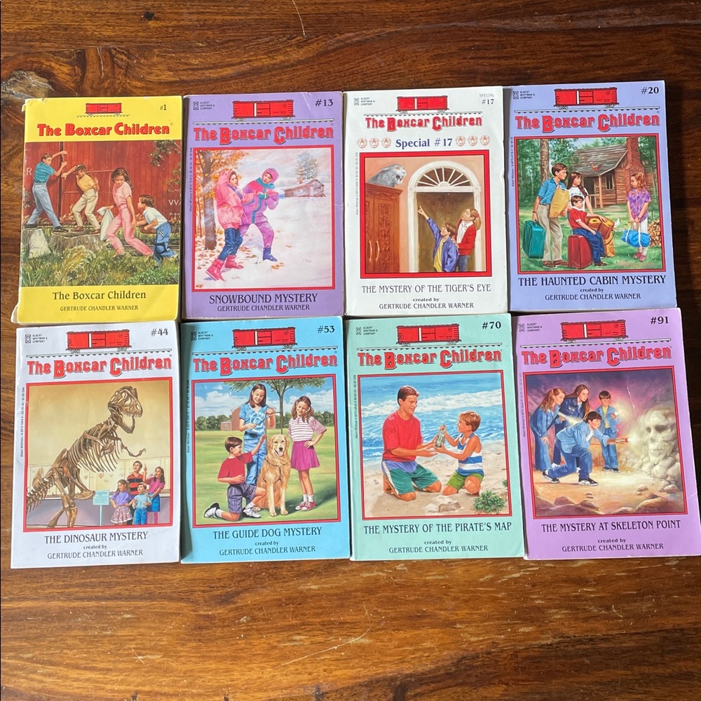 8 The Boxcar Children Paperback Books by Gertrude Chandler Warner (set of 8)